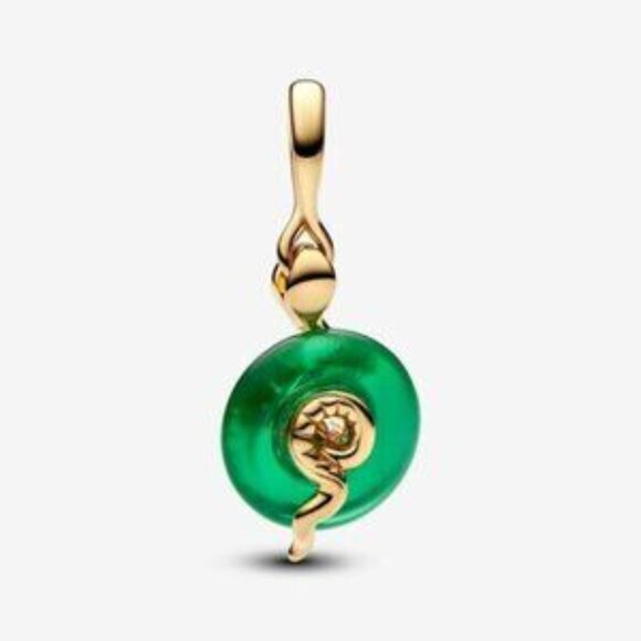 Pandora Snake Green Murano Glass Dangle Charm - Picture 2 of 4